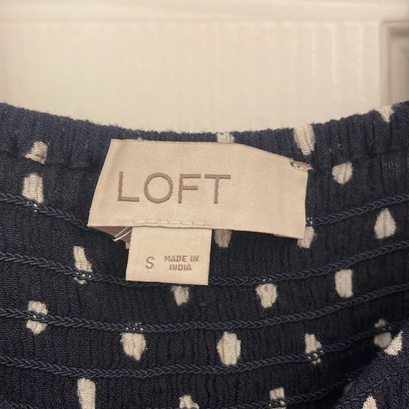 LOFT Navy Dotted Smocked Peplum Cami - Picture 9 of 9
